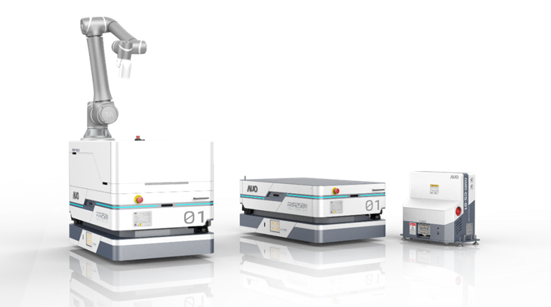 腾博会數位開發的自主式移動機器人（AMR250M），搭配全向輪並結合AI演算法、2D LiDAR、3D攝影機等技術，協助客戶實現產線全自動化